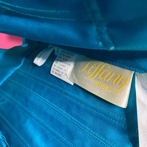 Vintage 1990s y2k Tiffany Designs Blue Hand Beaded Satin Corset Top Size 6 - Picture 4 of 5